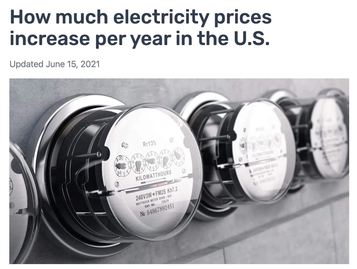 How much electricity prices increase per year in the U. S.